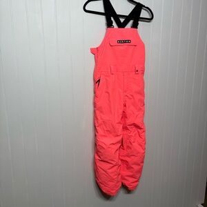 Burton Girls Neon Pink Snowboarding Ski Bib Overalls Youth Small S 8